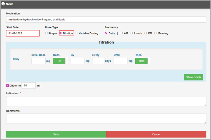 Charting a medication - Addiction Services – MediMap