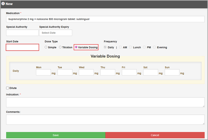 Charting a medication - Addiction Services – MediMap